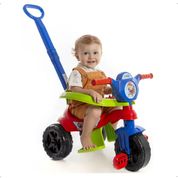 Triciclo Infantil de Empurrar Baby Dog Passeio e Pedal Motoca Kendy Vermelho Azul