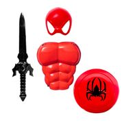 Kit Fantasia Espada Escudo Peitoral e Máscara Infantil do Super Herói Aranha