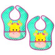 Kit 2 Babadores Baby Estampa Girafa com Bolso Pega Migalhas Buba