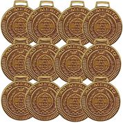 Kit com 60 Medalhas Rema Honra Ao Mérito 40mm com Fita Bronze