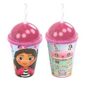 Kit 2 Copo Infantil Shake c/Canudo A casa Mágica da Gabby 280ml