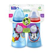 Kit 2 Copos Colors Bico De Silicone Disney Mickey Azul Lillo