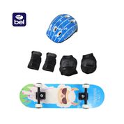 Skateboard Radical Iniciante + Kit Proteção Completo Estampas Sortidas Bel