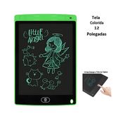 Tela de Escrita LCD 12" Verde Lousa Mágica Escrita Colorida Botão de Apagar Desenhos e Anotações