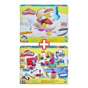 Kit Play-Doh Brincandendo de Dentista + Pet-Shop Veterinário