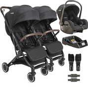 Carrinho para Gemeos com Bebe Conforto Base Kiddo Sprint Preto