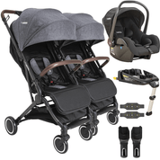 Carrinho de Gemeos Bebe Conforto ISOFIX Kiddo Sprint Grafite