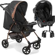 Carrinho de Bebe com Bebe Conforto Galzerano Romano Preto Cobre