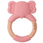 Mordedor em Silicone e Bambu - Elefante - Rosa - Buba