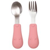Conjunto De Talheres Cabo De Em Silicone - Buba - Colher E Garfo - Rosa