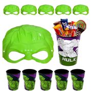 Kit 10 Máscaras e 10 Copos Hulk Sacola Surpresa e Decoração de Aniversário