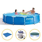 Piscina Intex 4.485 Litros Estrutural Azul Capa Bomba Filtrante 220v Forro