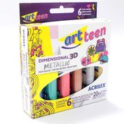 Tinta Dimensional Metálica 6 cores - Acrilex -