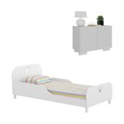 Cama Solteiro com Mesa de Cabeceira 2 Portas Multimóveis MP4170