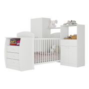 Quarto Infantil com Berço-Cômoda Laura Multimóveis Branco