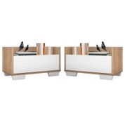 Kit c/ 2 Mesas de Cabeceira 80 cm c/ Pés Quadrados Multimóveis Rustic/Branco
