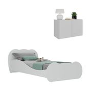 Cama Solteiro com Mesa de Cabeceira 2 Portas Multimóveis MP4175