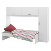 Cama Solteiro com Guarda-Roupas/Roupeiro para colchão 88 x 188 cm Multimóveis Branco