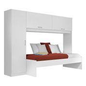 Cama Solteiro com Guarda-Roupas/Roupeiro para Colchão 88 x 188 cm Multimóveis Branco