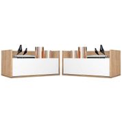 Kit c/ 2 Mesas de Cabeceira 80 cm Suspensa Multimóveis Rustic/Branco