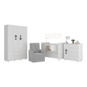 Quarto Completo com Poltrona de Amamentação Pimpolho Multimóveis MP4067 Branco/Cinza