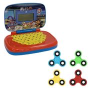 Kit Laptop Infantil Educativo Candide Patrulha Canina Bilíngue + 1 Fidget Spinner Sortido