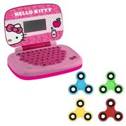 Kit Laptop Infantil Educativo Candide Hello Kitty Bilíngue + 1 Fidget Spinner Sortido