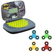 Kit Laptop Infantil Educativo Candide Batman Bilíngue + 1 Fidget Spinner Sortido