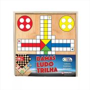 Jogo Dama Ludo E Trilha Caixa Mdf Pais E Filhos