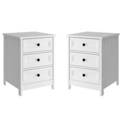 Mesa de Cabeceira Ditália 2 Unidades 3 Gavetas DM-111 Branco