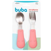 Kit Talheres - Cabo em Silicone - Rosa - Buba