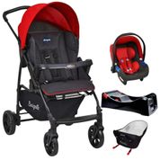 Carrinho Ecco Vermelho + Cadeira Touring X + Ninho e Base - Burigotto