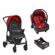 Carrinho Ecco Vermelho + Cadeira Touring X + Base - Burigotto