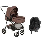 CARRINHO DE BEBE NAPOLI CHOCOLATE + BEBE CONFORTO GRID BLACK - GALZERANO