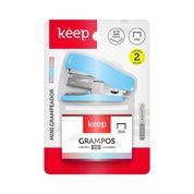 Mini Grampeador 15 Folhas Azul Blister de 500 Grampos 26/6 Keep - EI165 EI165