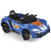 Carro Elétrico Rádio Controle R/C Ride on Hot Wheels Azul 12v Multikids - BR1383 BR1383