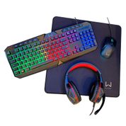 Kit Air Drop 4 Em 1: Teclado + Mouse + Headset e Mousepad Warrior - TC304 TC304