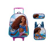 Mochila com Rodinhas a Pequena Sereia - Kit com Lancheira e Estojo 11730 - Xeryus