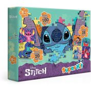 Super Kit Junior 3 em 1 com Quebra-Cabeça - Dominó e Memória - Stitch - Toyster