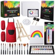 Kit de Pintura Conjunto Artístico com 35 Peças, Inclui 12 Tintas, RISEBRITE, Preto