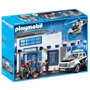 Playmobil - Posto Policial com Heliponto, Carro de Polícia e Helicóptero - 1760 - Sunny