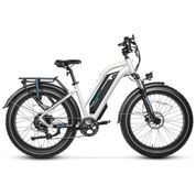 Bicicleta Elétrica 7 Velocidades com Freio a Disco e Luz Dianteira Traseira, 750W, Branca, MAGICYCLE, Branco