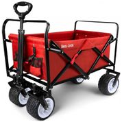 Carrinho Dobrável para Camping e Jardim com Rodas para todos os Terrenos, Capacidade 136kg, BEAU JARDIN, Vermelho