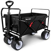 Carrinho Dobrável para Camping e Jardim com Rodas para todos os Terrenos, Capacidade 136kg, BEAU JARDIN, Preto