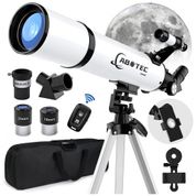 Telescópio Astronômico 20x150 com Adaptador de Celular, Controle Remoto, Tripé e Bolsa para Transporte, ABOTEC, Branco