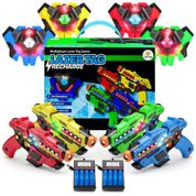 Pistola Infantil com Laser Infravermelho 4pk, Colete e 2 Carregador de Bateria para 4 Jogadores, USA Toyz