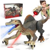 Brinquedo Dinossauro Spinosaurus que Anda e Rugi de Controle Remoto com Névoa de Spray, Luz e Balança a Cabeça para Cr...