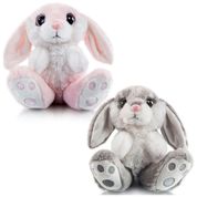 Kit 2 Coelhos de Pelúcia de 17 cm com Orelha Flexível, Coleção Páscoa, My OLi, Cinza e Rosa