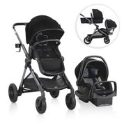 Carrinho de Bebê Travel System com 23 Configurações e Barra Anti-Rebote, Evenflo Pivot Xpand, Preto