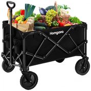 Carrinho Dobrável para Camping e Jardim com Rodas para todos os Terrenos, Capacidade 90kg, Homgava, Preto